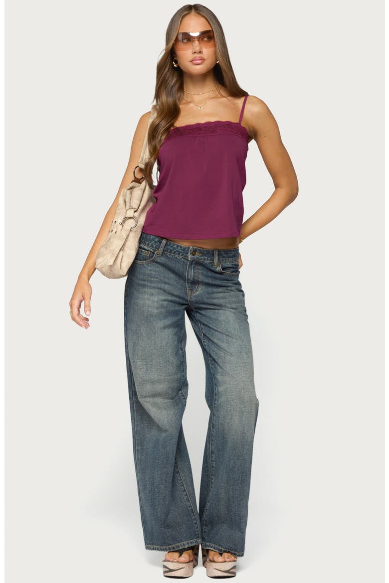 Abbe Lace Trim Tank Top, Alternate, color, BURGUNDY