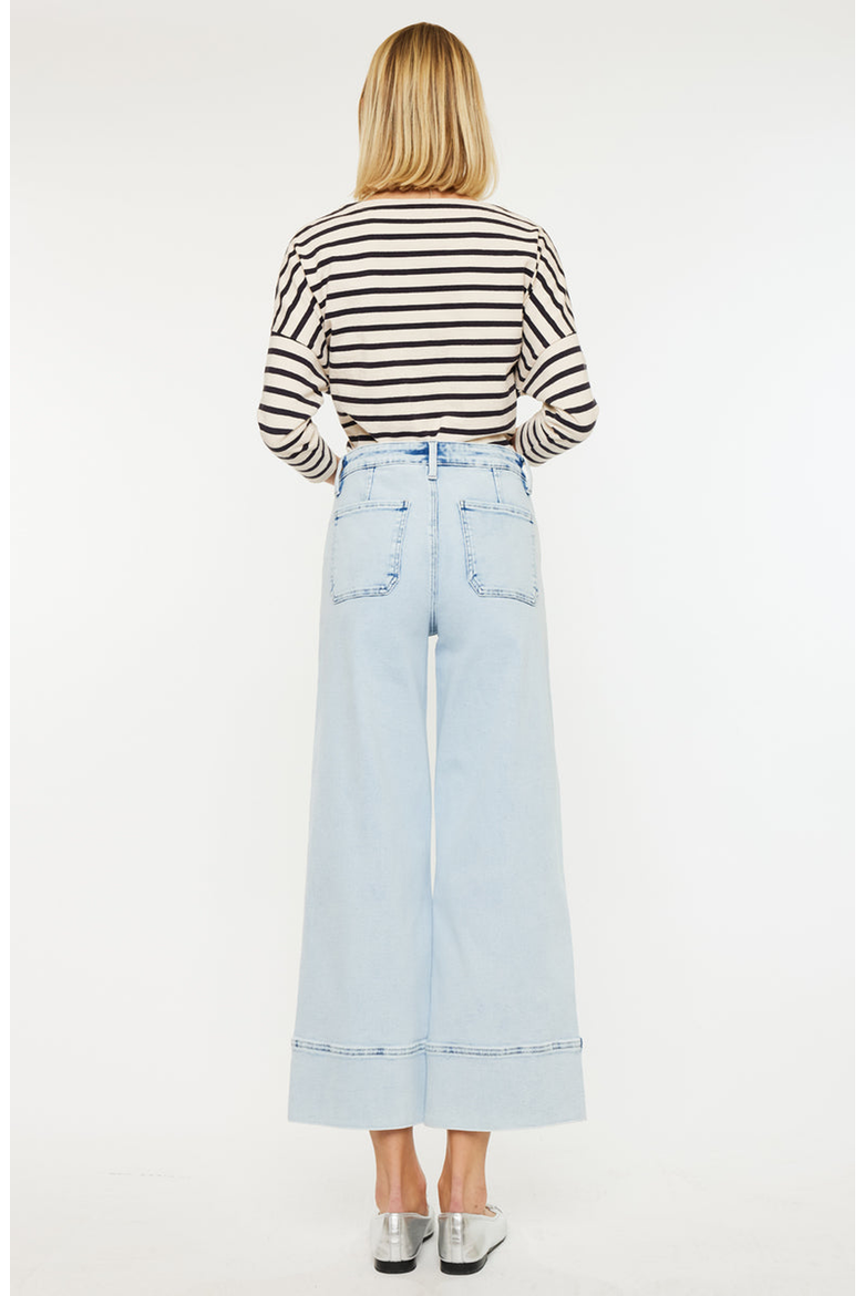 Kassie Essentials Cropped Wide Leg Jeans, Alternate, color, Light Wash