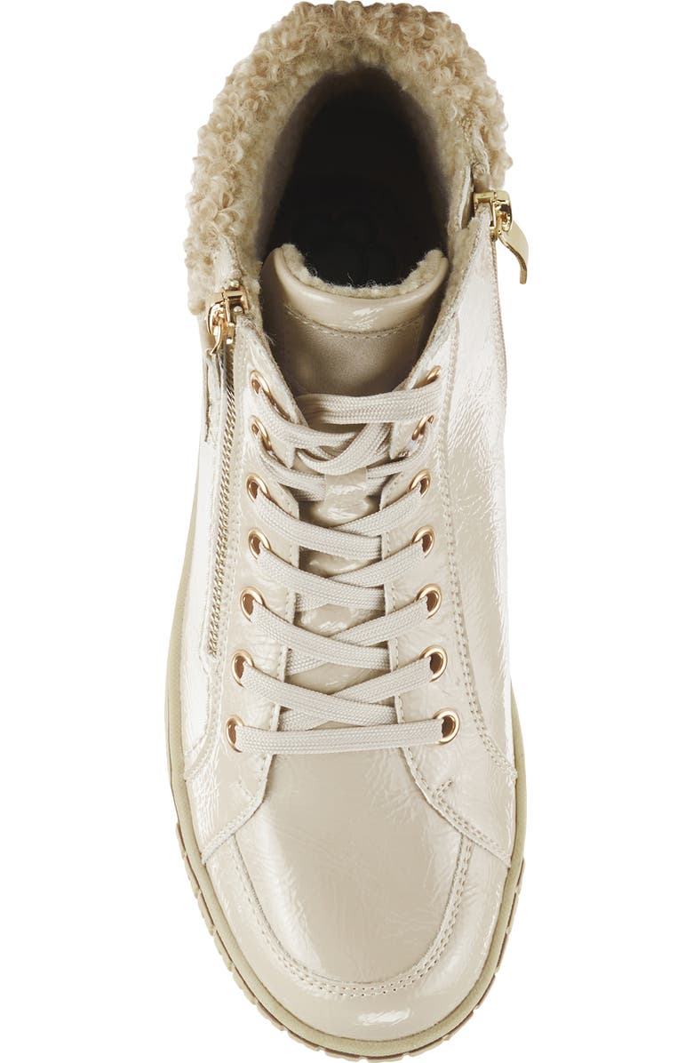 Spring Step Alps Water Resistant Faux Shearling Sneaker, Alternate, color, Beige Patent