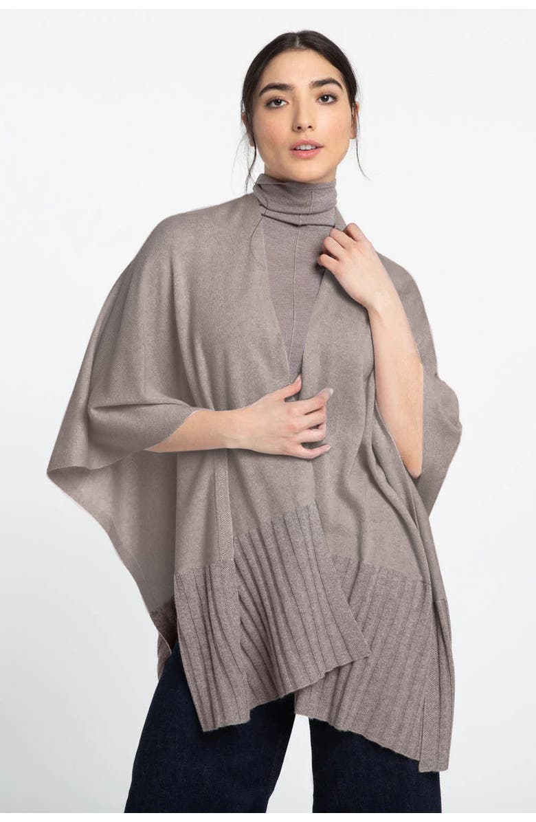 Kinross Cashmere Ruana Wrap, Alternate, color, Flannel