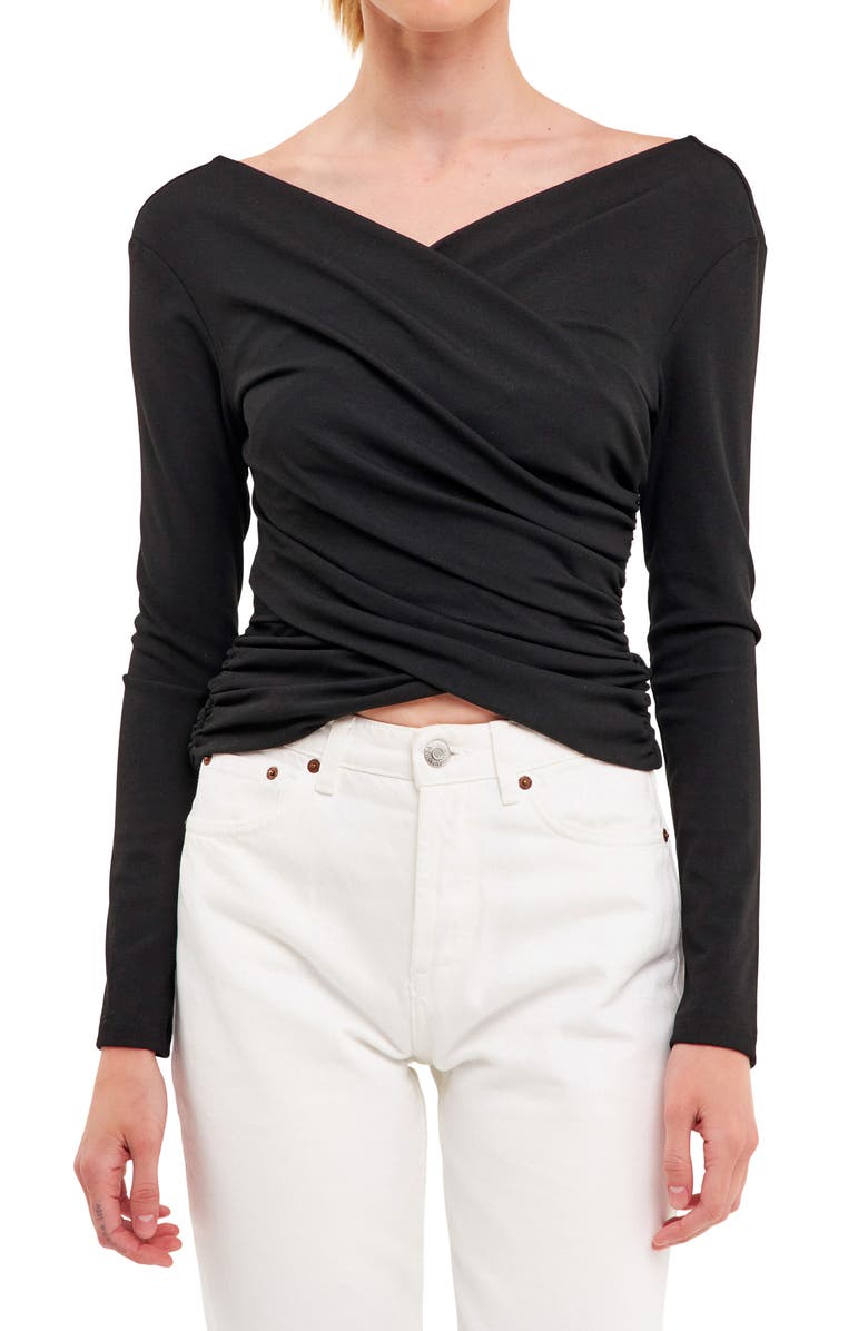 Endless Rose Shirred Crop Top, Alternate, color, Black