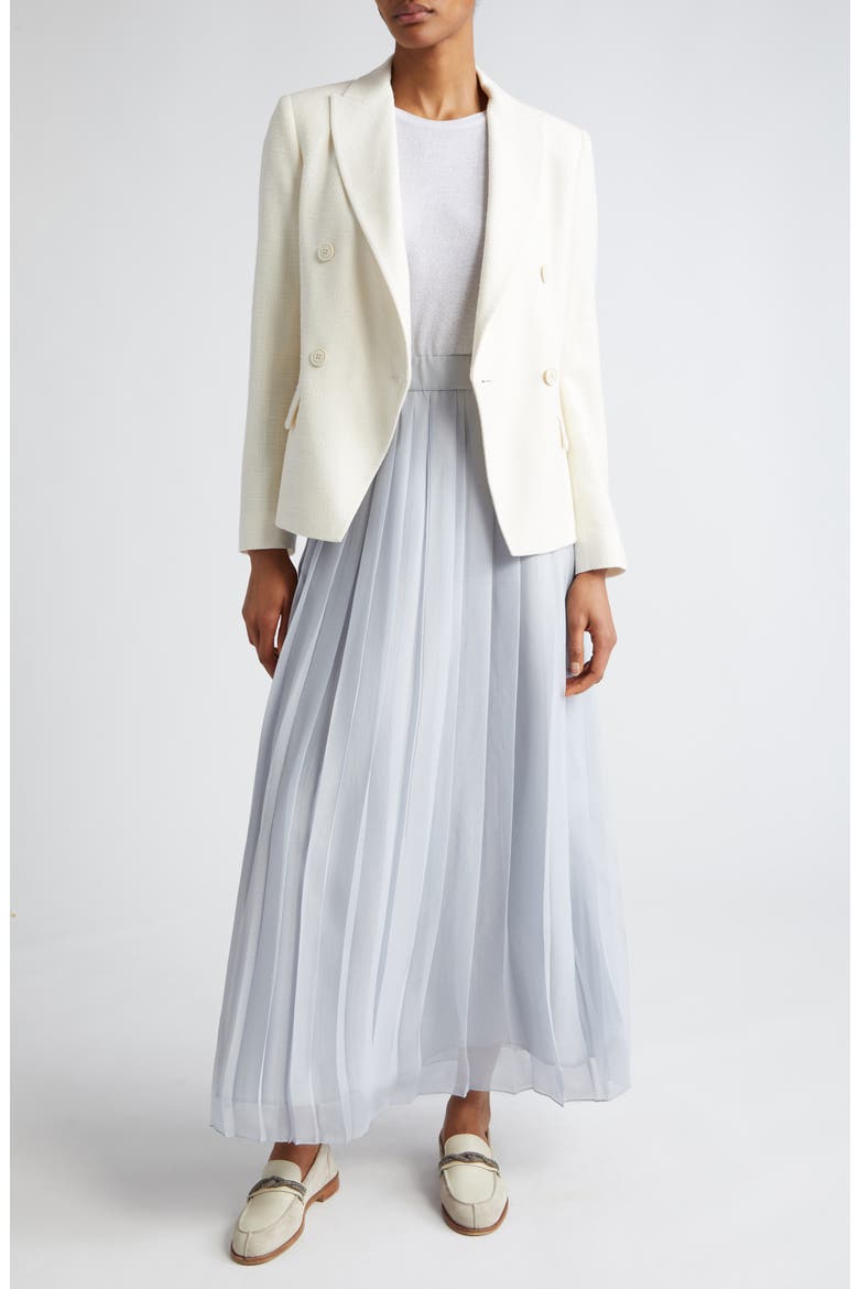 Double Breasted Crosshatch Cotton Blend Blazer, Alternate, color, IVORY