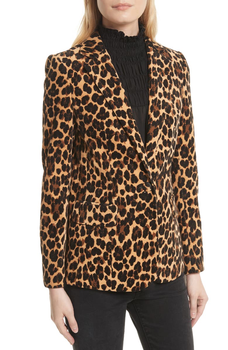 FRAME Cheetah Classic Velvet Blazer, Alternate, color,