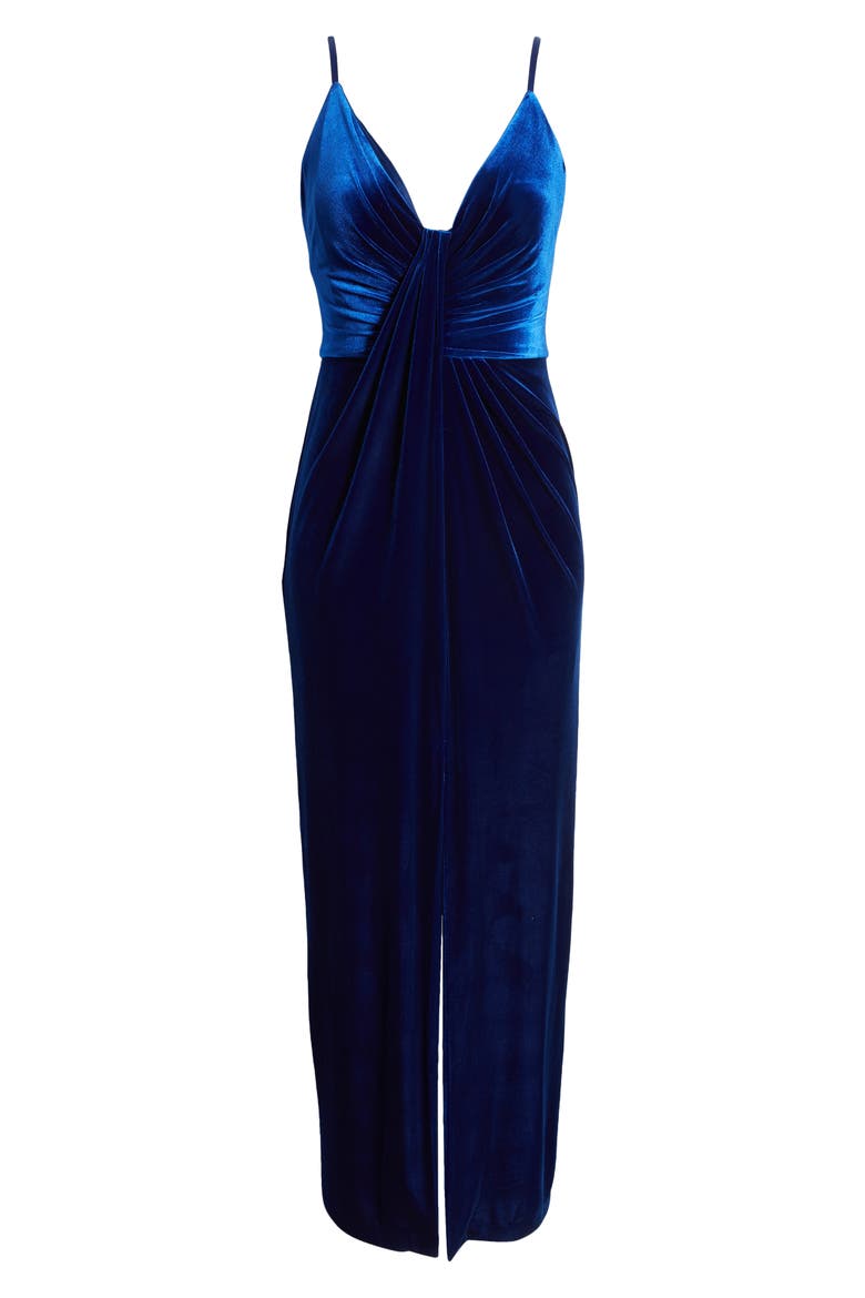 Draped Velvet Gown, Alternate, color, SAPPHIRE