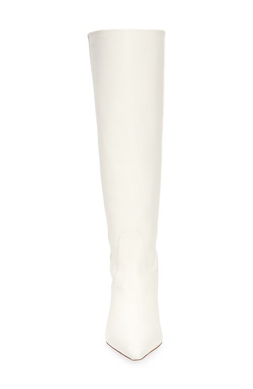 Stuart Weitzman Naomi Leather Kitten Boots In Cream Lacquered Nappa