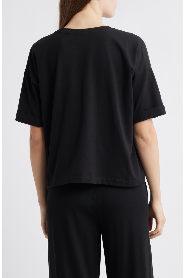Cuffed Sleeve Cotton Crewneck T-Shirt, Alternate, color, BLACK