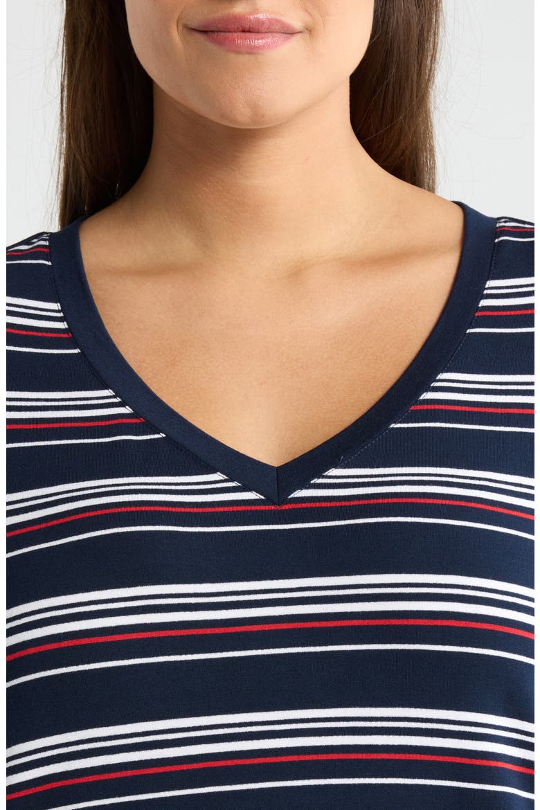 Stripe V-Neck Terry T-Shirt, Alternate, color, DARK NAVY/ WHITE/ FB STP