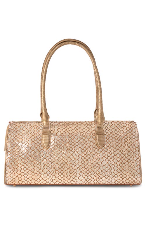 Brahmin Sophia Croc Embossed Leather Satchel In Gold