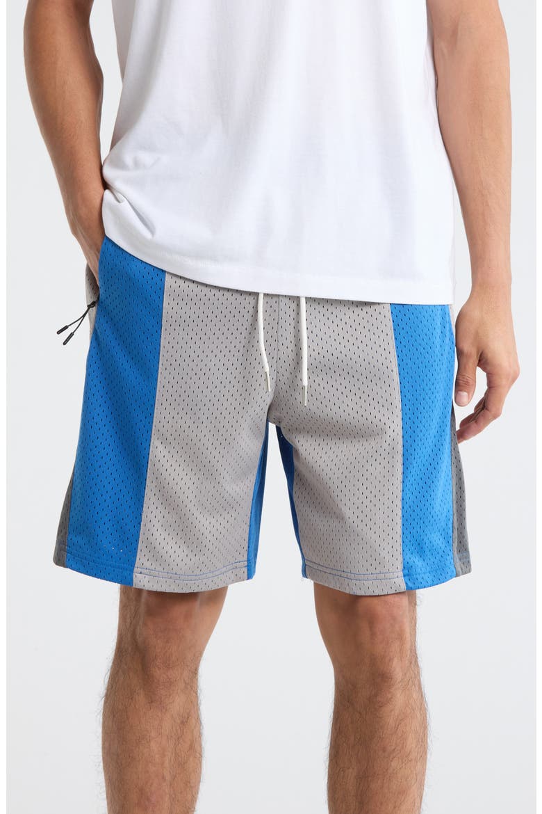 Mesh Paneled Shorts, Main, color, BLUE/ GREY