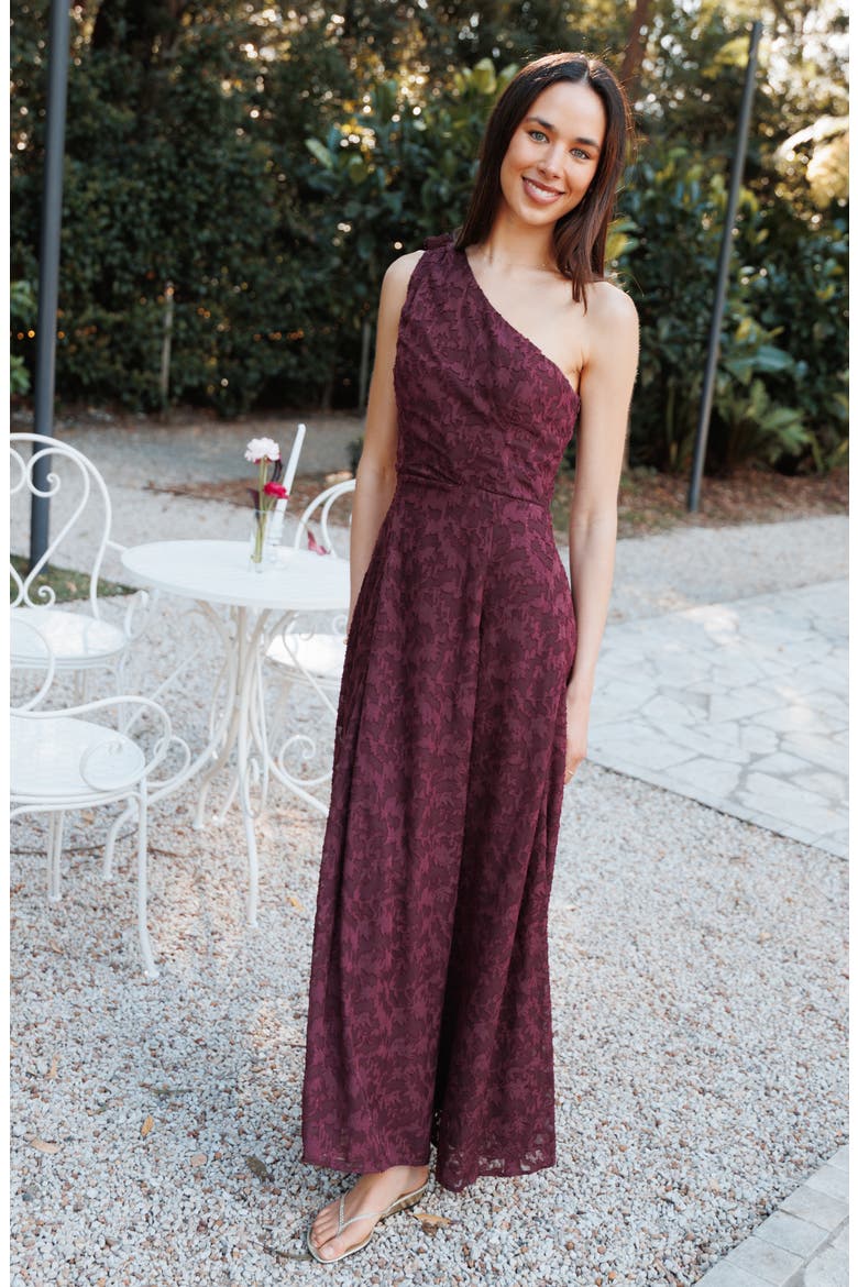 Astarla One-Shoulder Maxi Dress, Alternate, color, PLUM BURNOUT