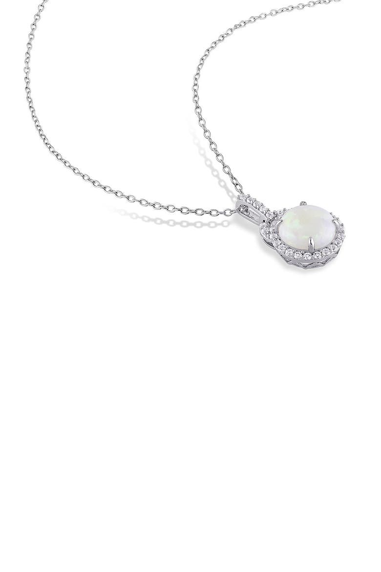 Sterling Silver Opal & White Topaz Pendant Necklace, Alternate, color, WHITE