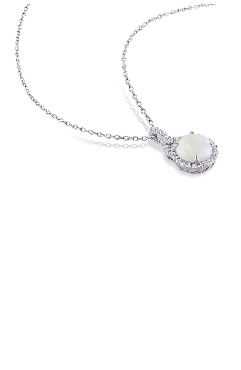 DELMAR Sterling Silver Opal & White Topaz Pendant Necklace, Alternate, color,