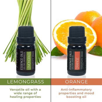 Ultrasonic Aromatherapy Diffuser & 10-Pack Pure 400ml Essential Oils