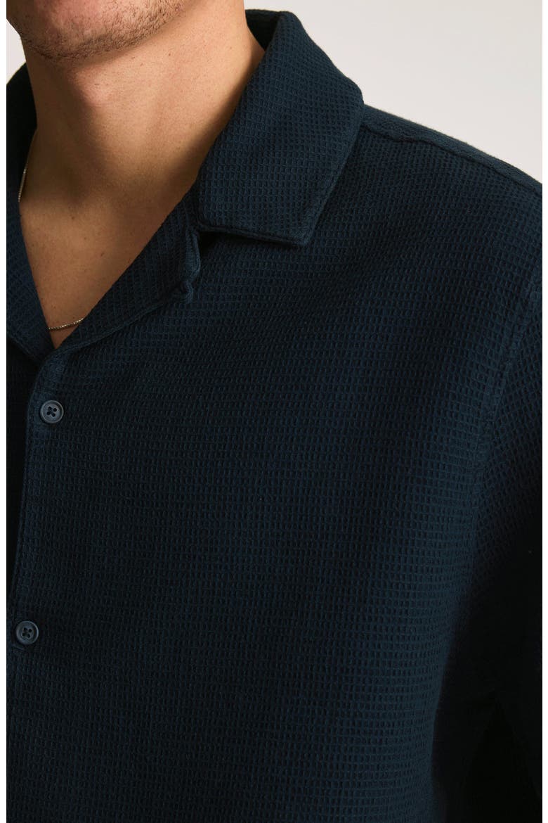 Waffle Knit Camp Shirt, Alternate, color, TOTAL ECLIPSE