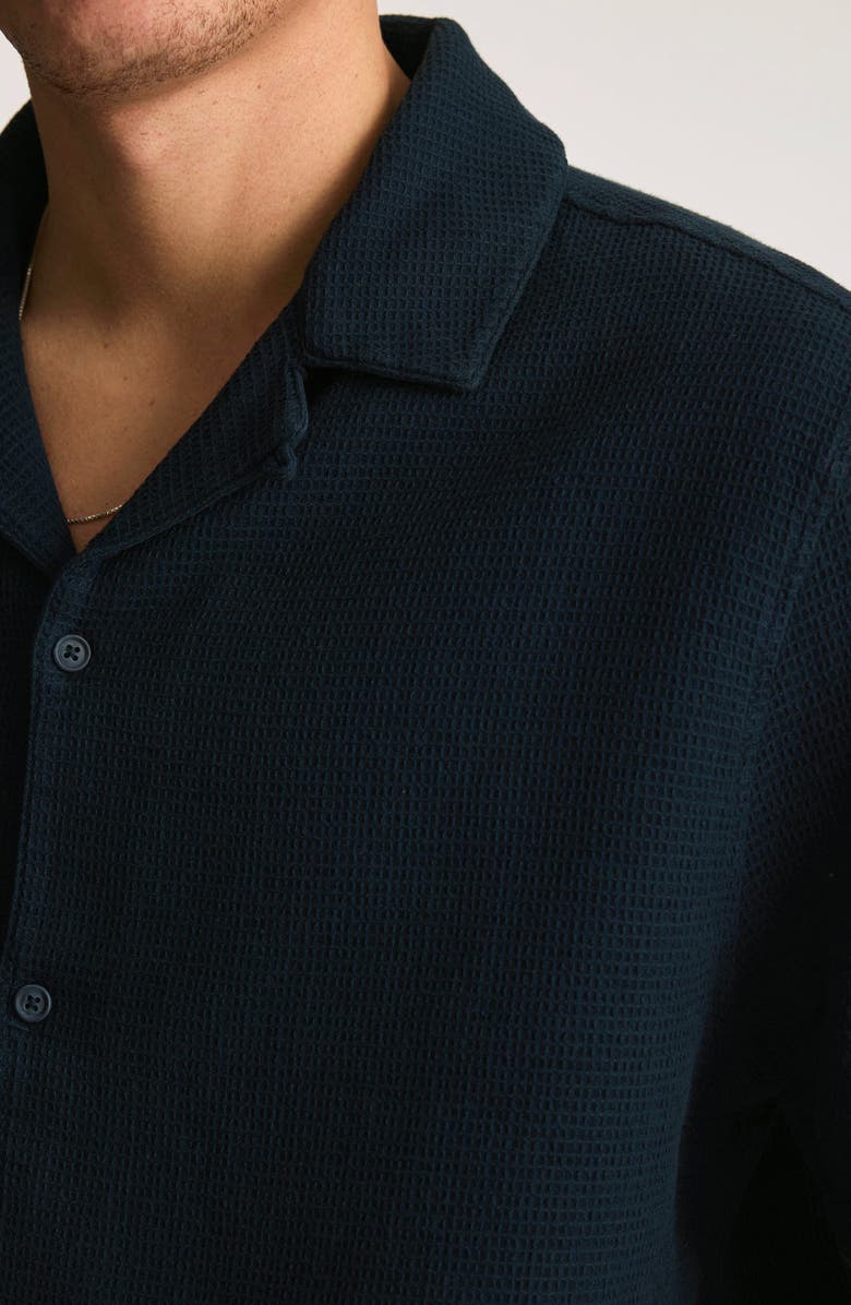 Mavi Jeans Waffle Knit Camp Shirt, Alternate, color, 