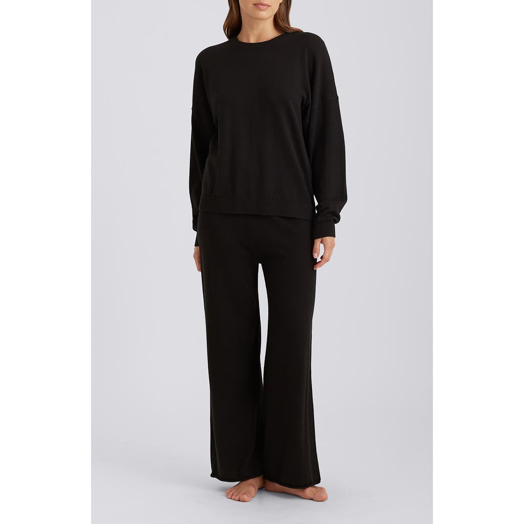 Papinelle Cotton & Cashmere Crewneck Pajama Top In Black