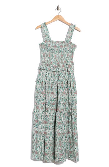 Maisie Floral Smocked Ruffle Cotton Maxi Dress