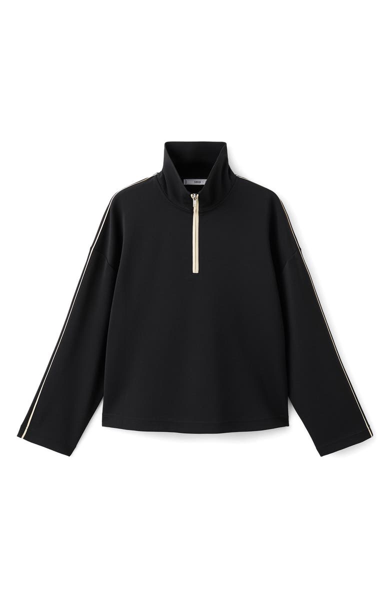 MANGO Half Zip Sweatshirt, Alternate, color, Black