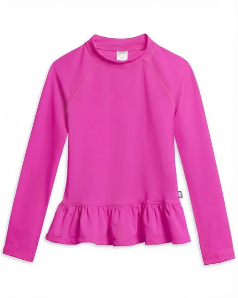 Girls Swim Peplum UPF 50+ Long Sleeve Rashguard Tee (Toddler, Little Kid, Big Kid)