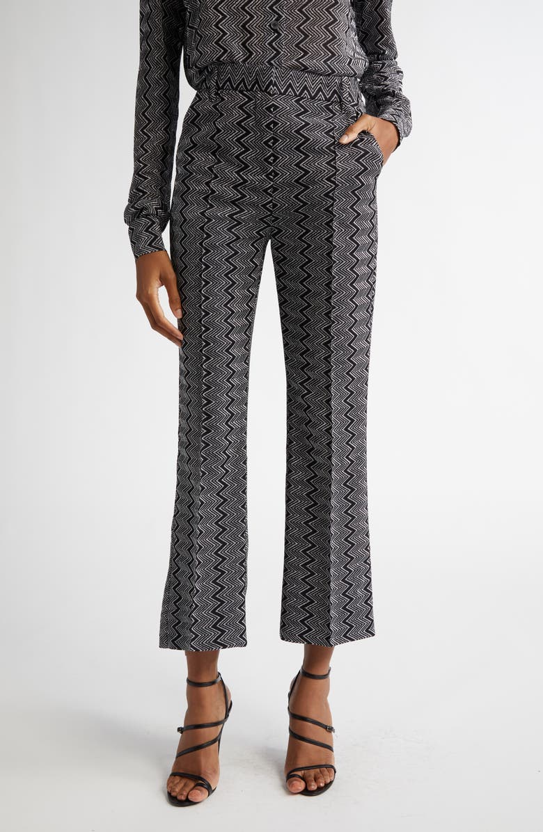 Missoni Metallic Zigzag Crop Flare Pants, Main, color, 