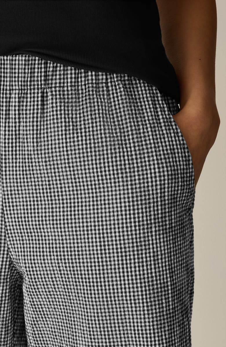 Eileen Fisher Check Print Wide Leg Ankle Pants, Alternate, color, Black/ White