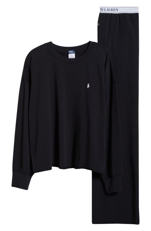 Polo Ralph Lauren Wide-leg Velvet Jersey Sweatpants In Polo Black