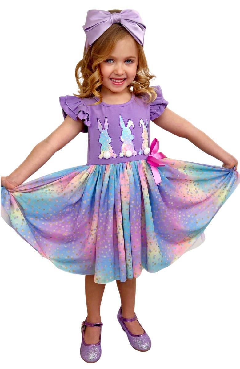 Mia Belle Girls Girls Make It Rain-bows Multicolor Tutu Dress, Main, color, Purple