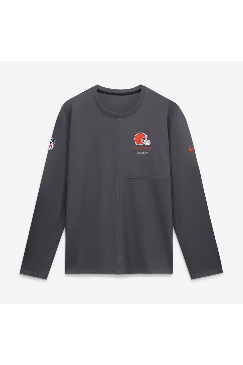 Men's Nike  Anthracite Cleveland Browns Sideline Coaches UV Dri-FIT Long Sleeve Shirt, Main, color, Anthracite