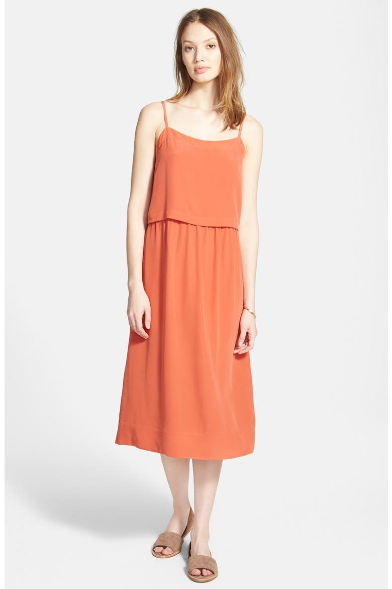 Camisole Overlay Silk Slipdress, Main, color, BURNT COPPER