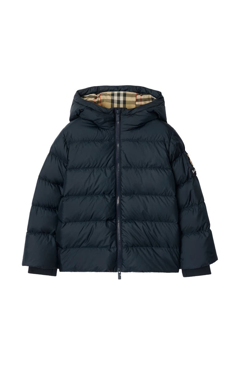 Burberry Nylon Hooded Puffer Coat, Main, color, Storm Blue