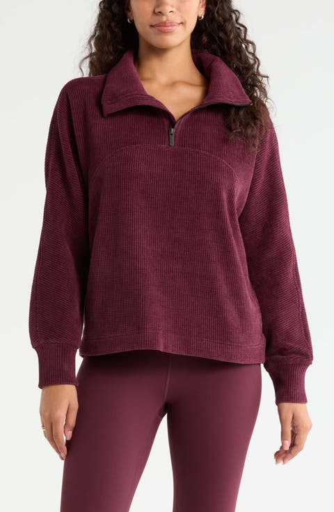 Half Zip Waffle Stitch Sweatshirt
