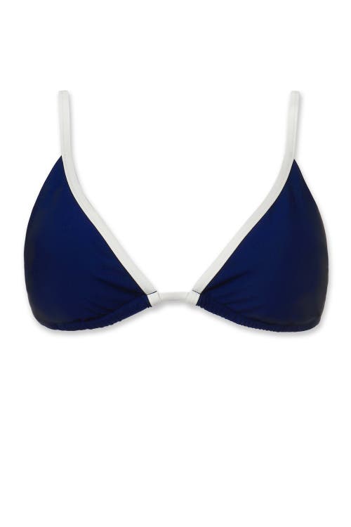 Helen Jon Over The Shoulder String Top In Navy Ivory