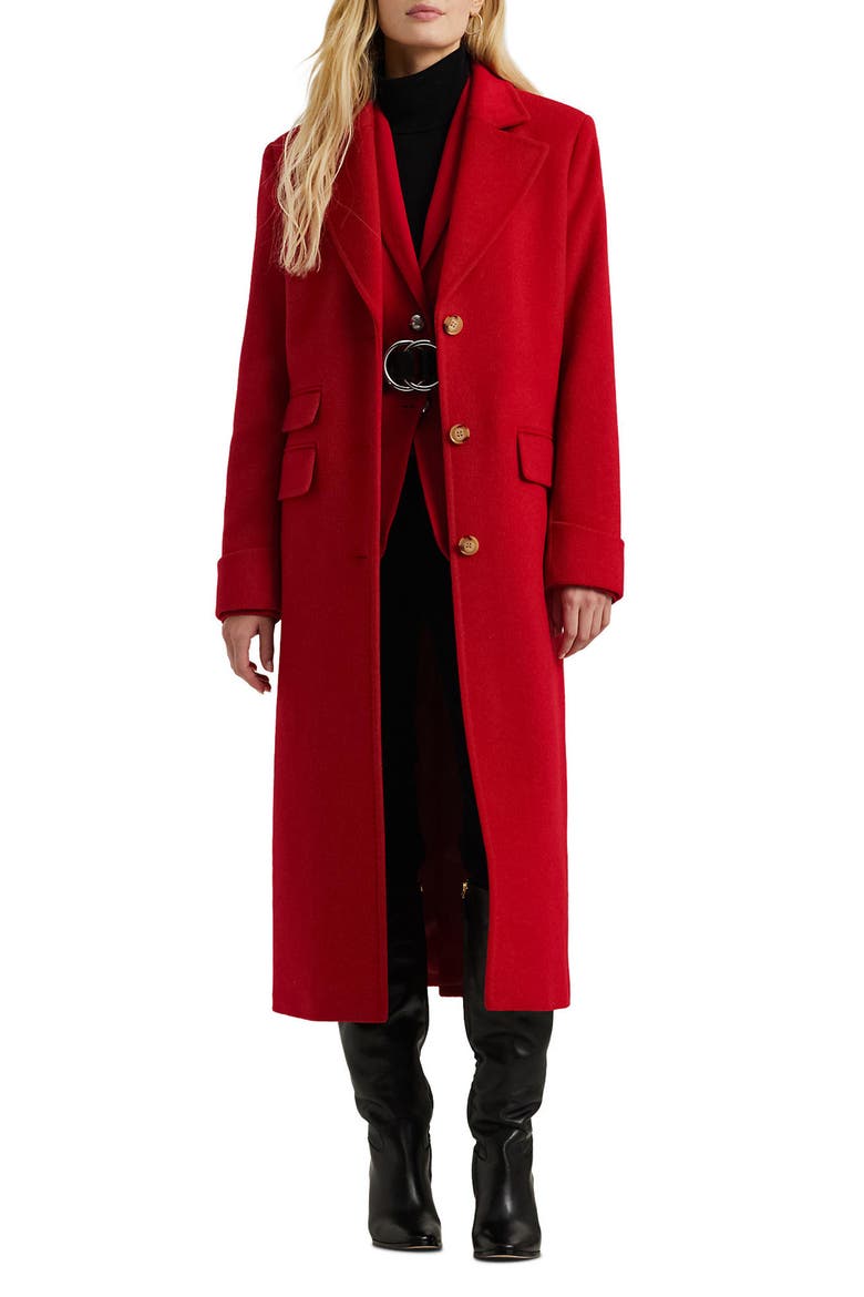Wool & Cashmere Blend Coat, Main, color, FESTIVE RED