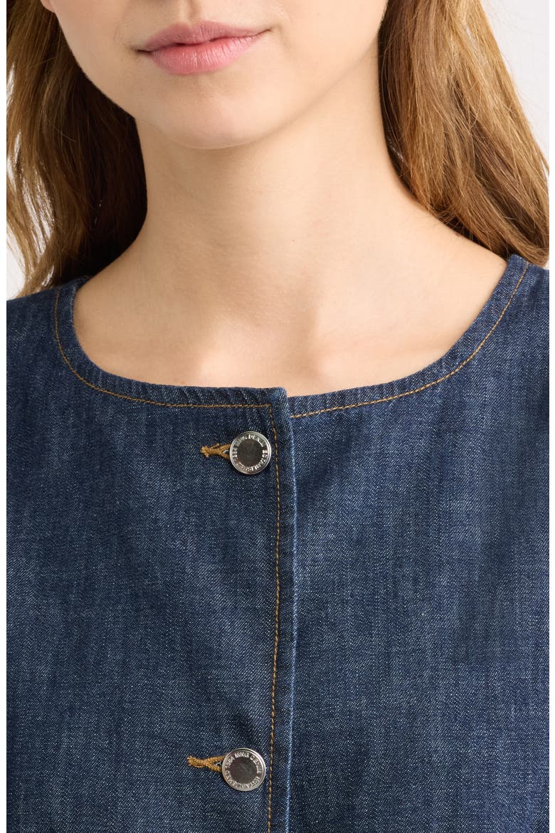 Lia Denim Cutaway Vest, Alternate, color, OPEN BLUE