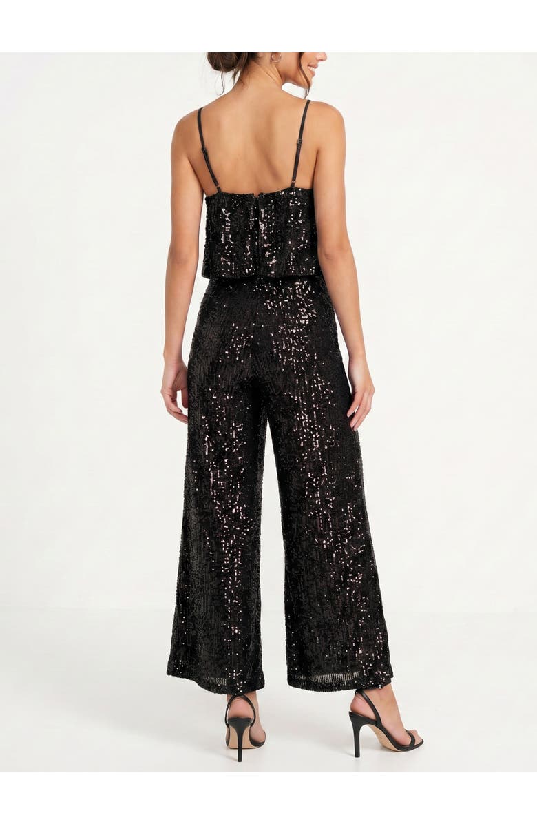 RACHEL Rachel Roy Sequin Tara Ruffle Jumpsuit, Alternate, color, Black