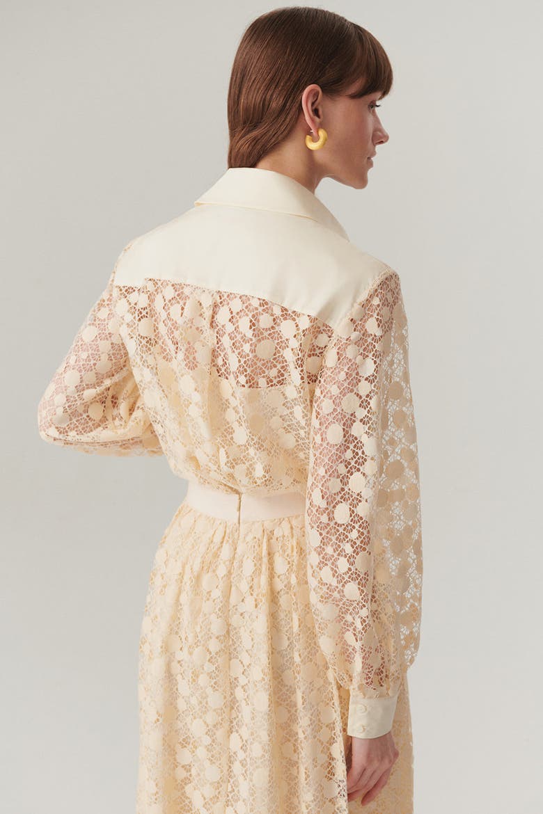 Noelle Cotton Lace Shirt, Alternate, color, BONE