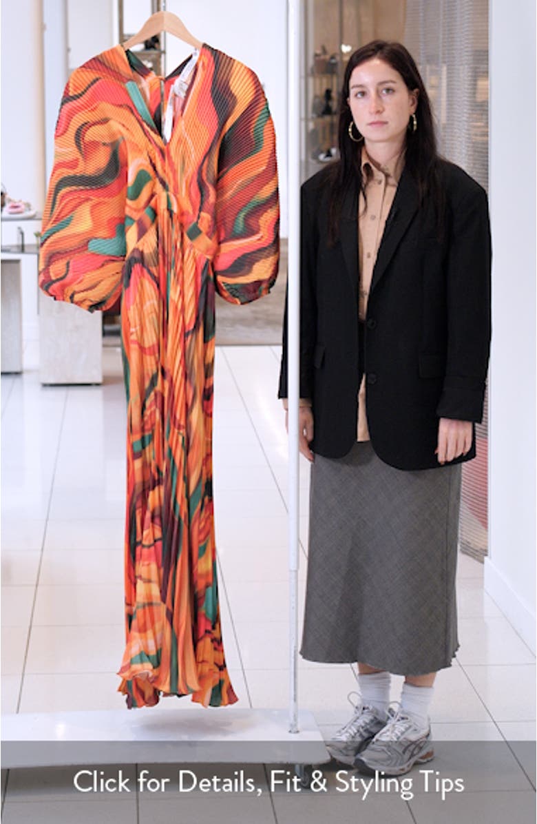 Sia Pleated Long Sleeve Gown