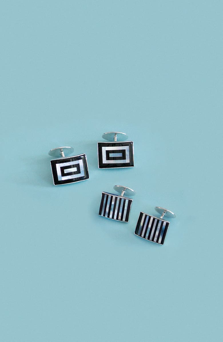 David Donahue Striped Cuff Links, Alternate, color, 