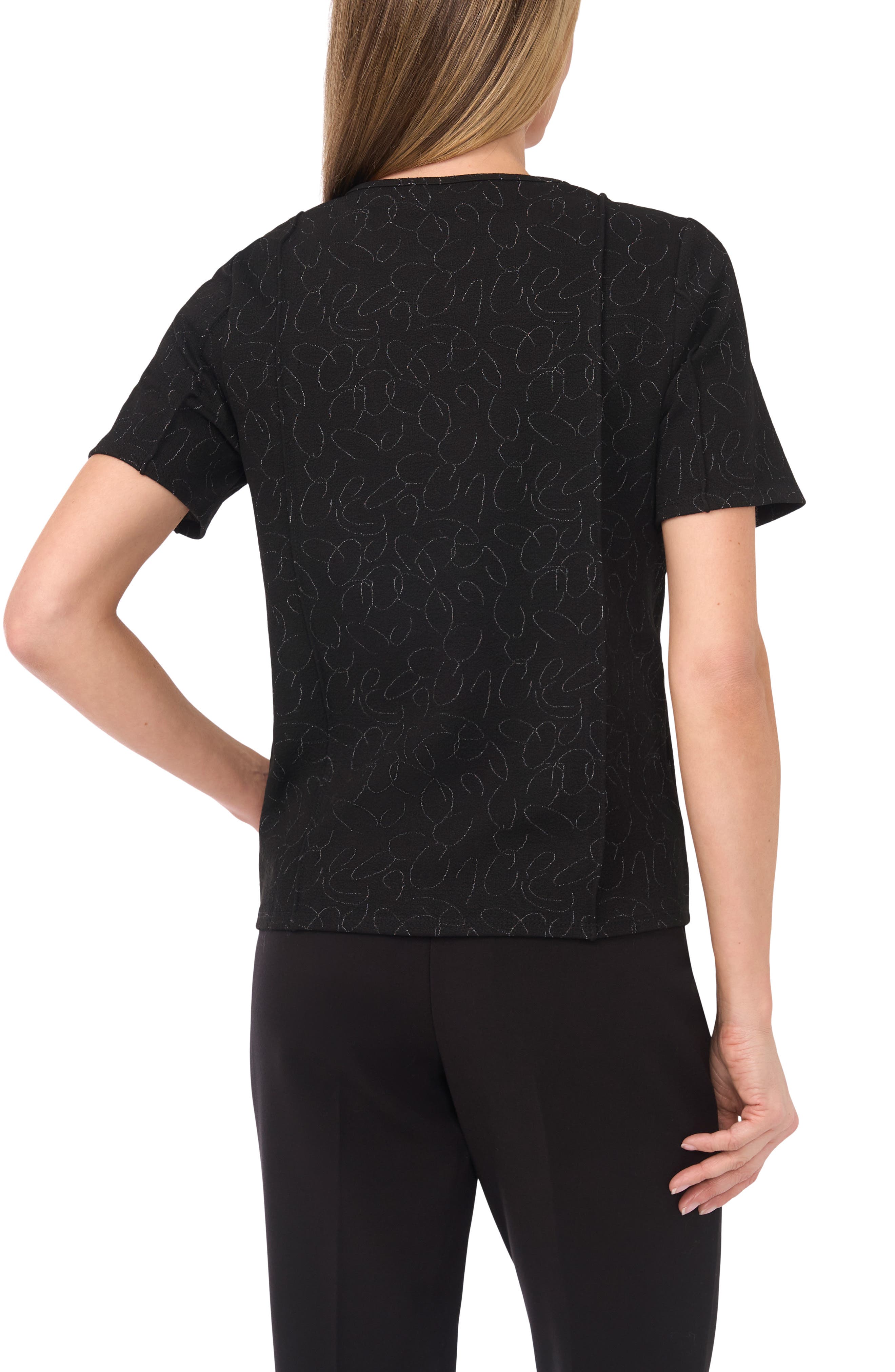 Pintuck Crepe Knit Jacquard Top - image 2