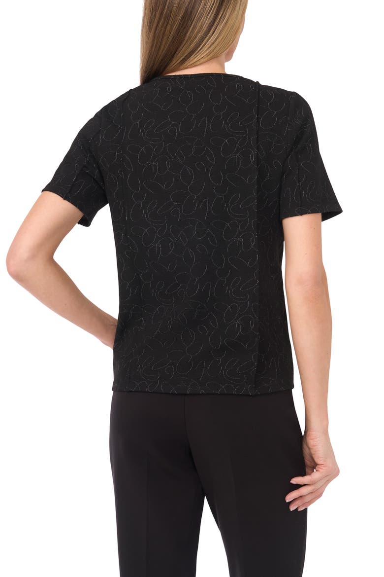 Pintuck Crepe Knit Jacquard Top, Alternate, color, RICH BLACK