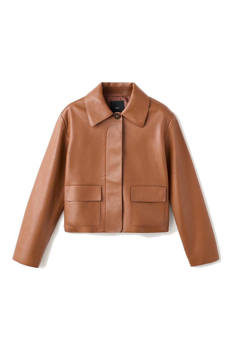 Sabina Faux Leather Jacket, Alternate, color, MEDIUM BROWN