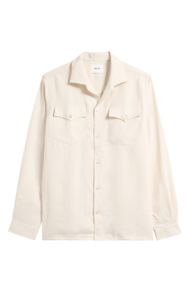 NN07 Pax 5708 Long Sleeve Linen Camp Shirt, Alternate, color, Ivory