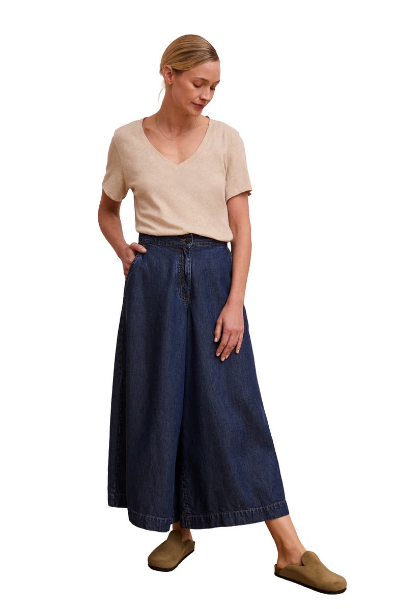 Celtic & Co. Drape Denim Culotte Pants, Alternate, color, Indigo Mid Wash