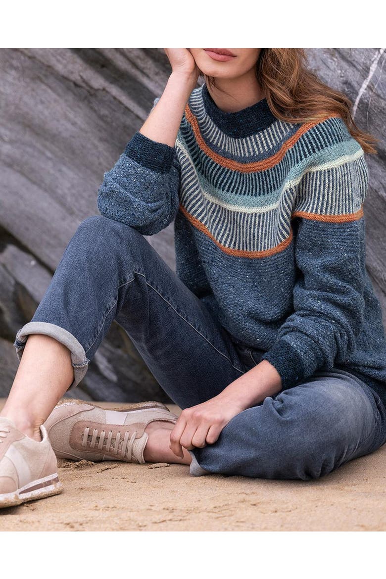 Statement Donegal Wool Sweater, Alternate, color, INDIGO