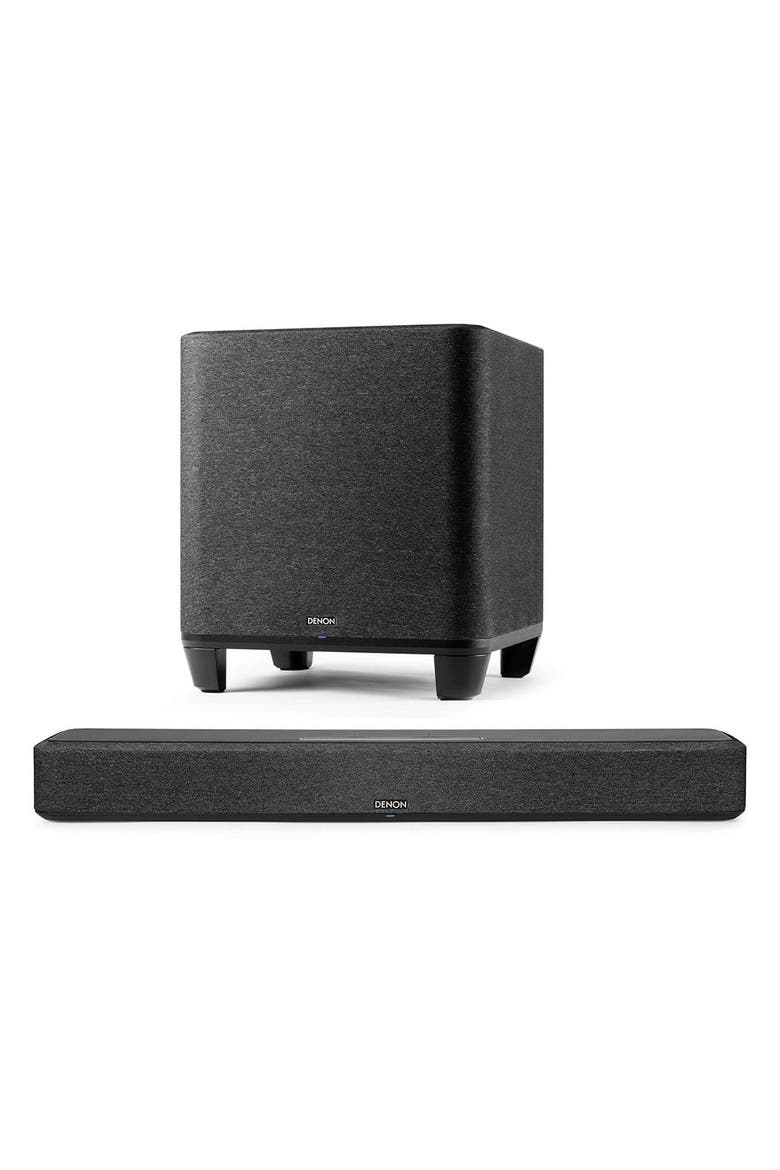 Home Sound Bar 550 with Dolby Atmos and HEOS Built-in and Denon Home Wireless 8" Subwoofer with HEOS, Main, color, Black