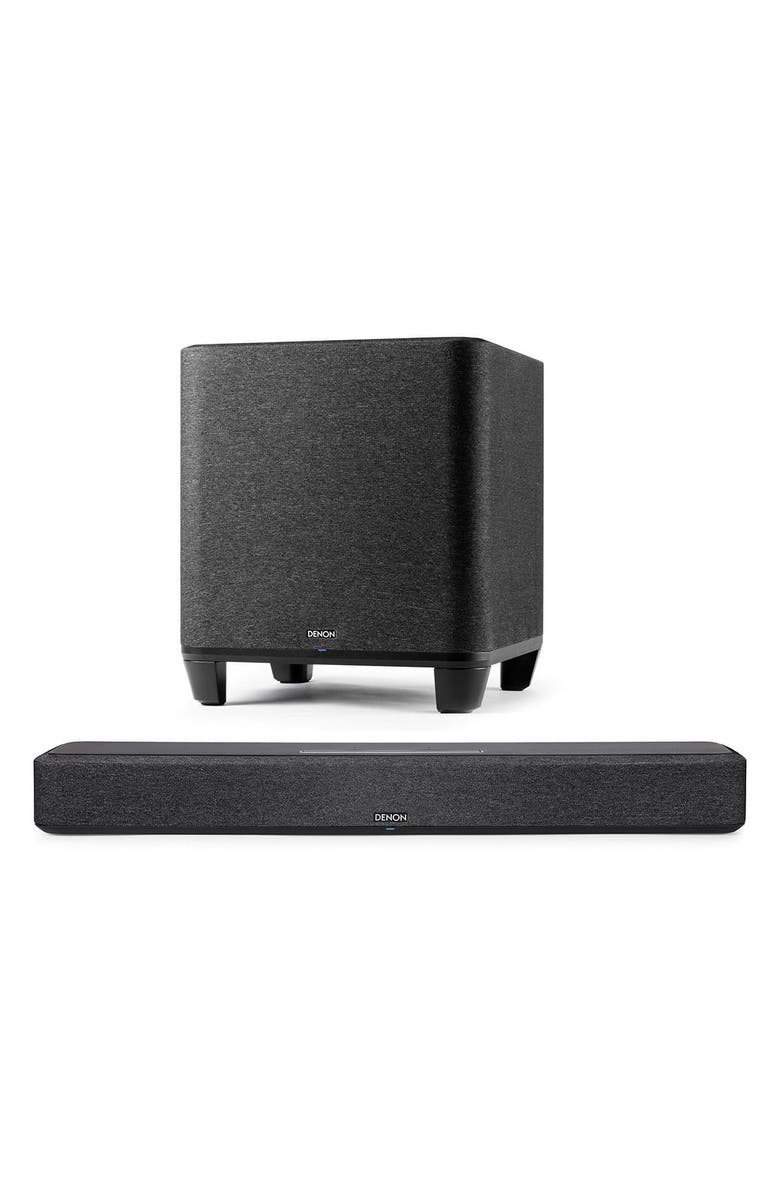 Denon Home Sound Bar 550 with Dolby Atmos and HEOS Built-in and Denon Home Wireless 8" Subwoofer with HEOS, Main, color, Black