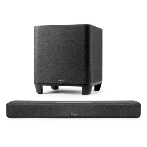 Home Sound Bar 550 with Dolby Atmos and HEOS Built-in and Denon Home Wireless 8" Subwoofer with HEOS
