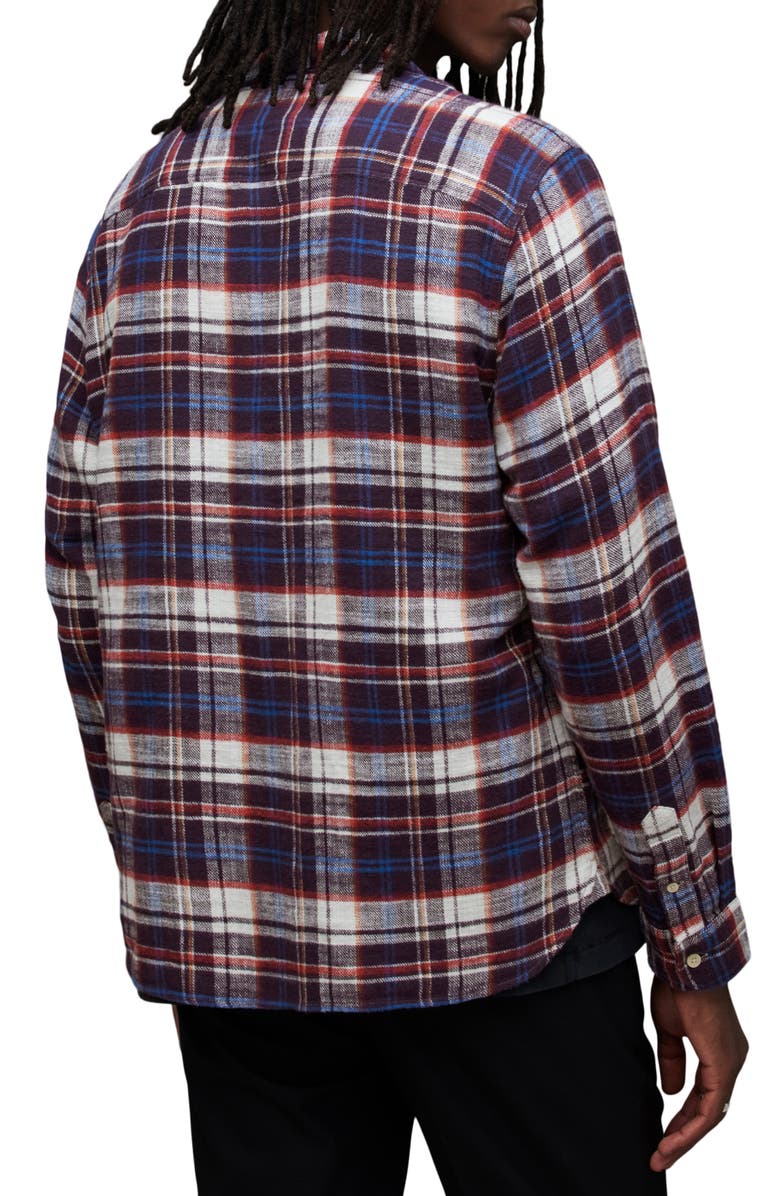 AllSaints Lakeshort Plaid Flannel Button-Up Shirt, Alternate, color, 