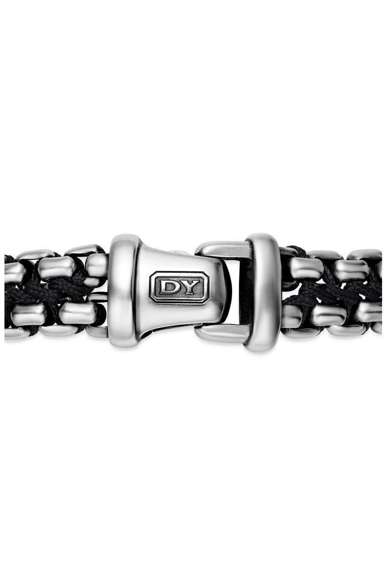 Men's Woven Sterling Silver Box Chain Bracelet, 12mm, Alternate, color, SILVER/ BLACK