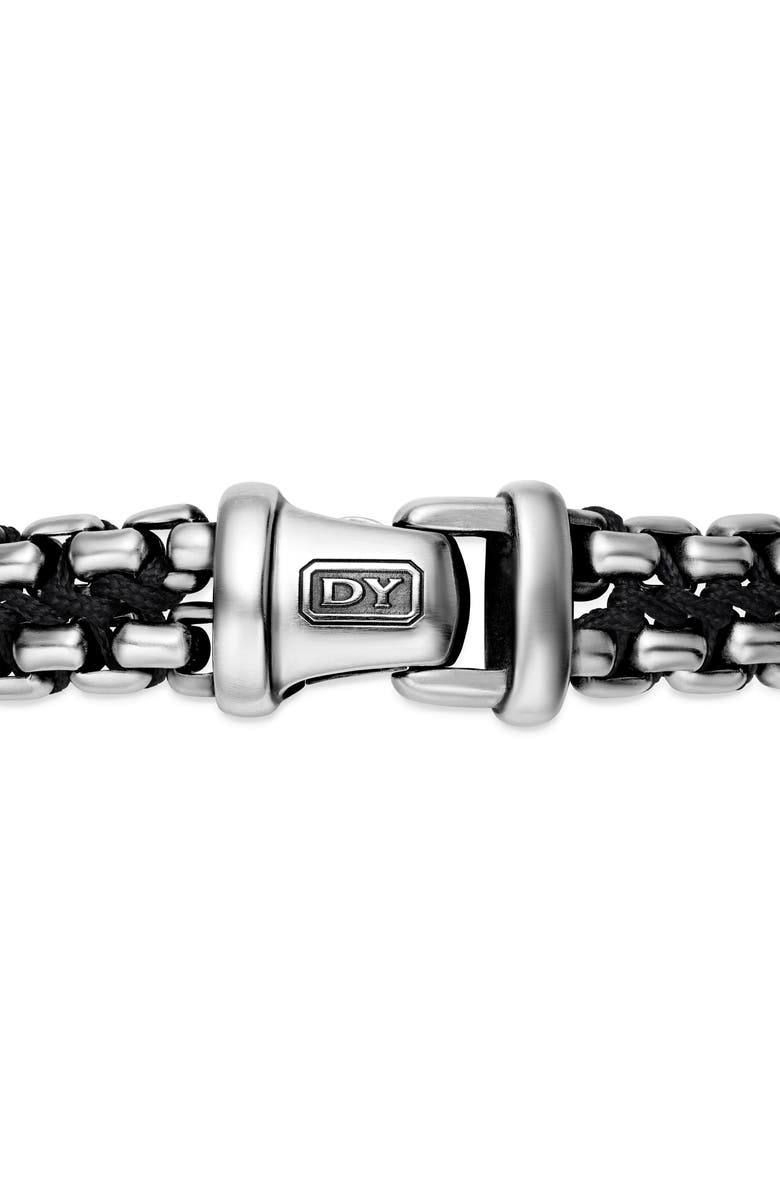David Yurman Men's Woven Sterling Silver Box Chain Bracelet, 12mm, Alternate, color, Silver/ Black